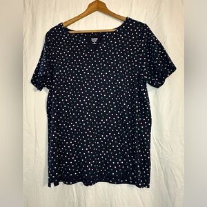 Kim Rogers  Perfectly Soft Women’s Short Sleeve Polka Dots V-Neck Top Size XL